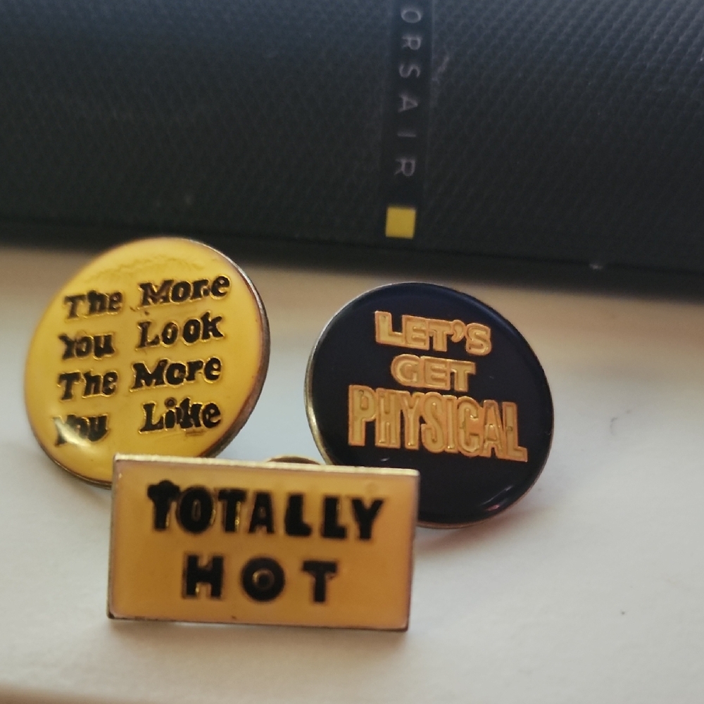 3 1980's VINTAGE Enamel Pin Set